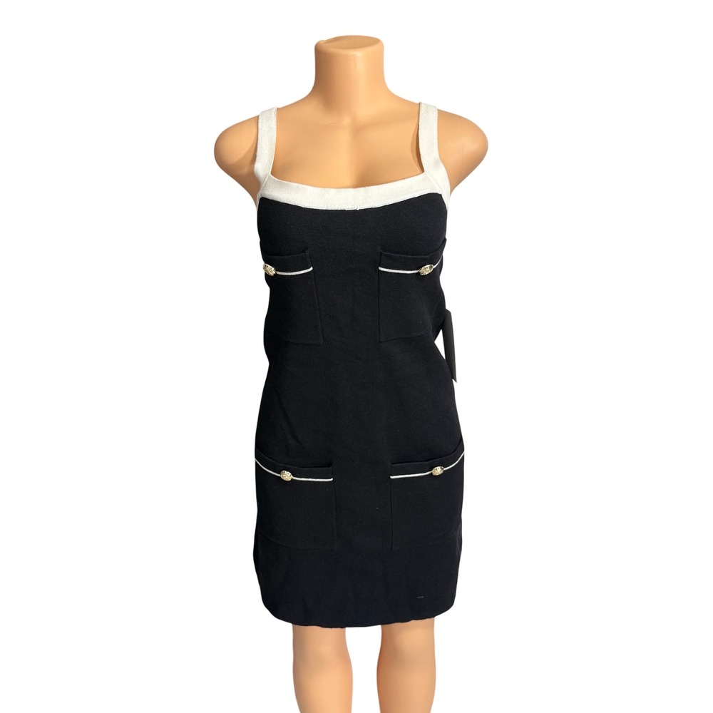 English Factory Mens BH932D Knit Tank Top Black White Gold Button XL NEW‎